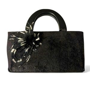 Michael Murrillo Handcrafted Black Handbag with Wooden Handles